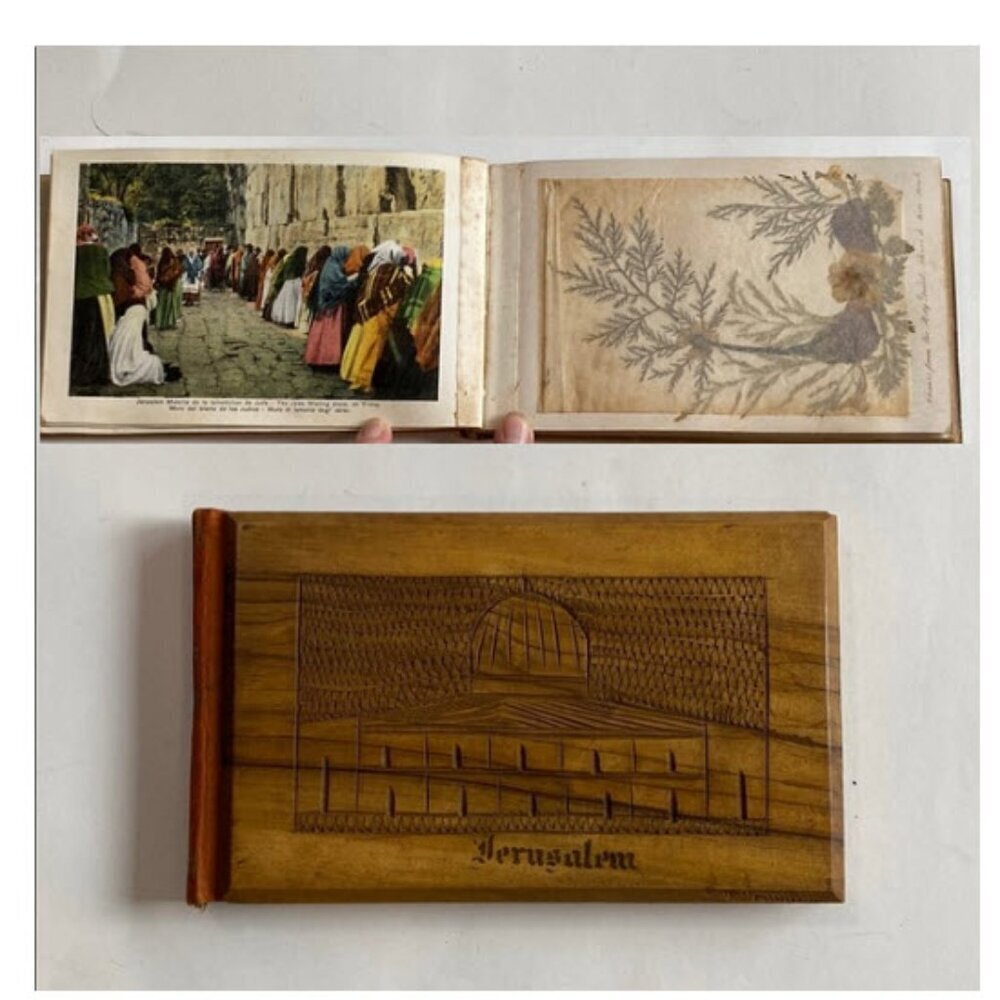 Vintage Illustrated Jerusalem POSTCARDS with REAL Dried Botanical Flowers